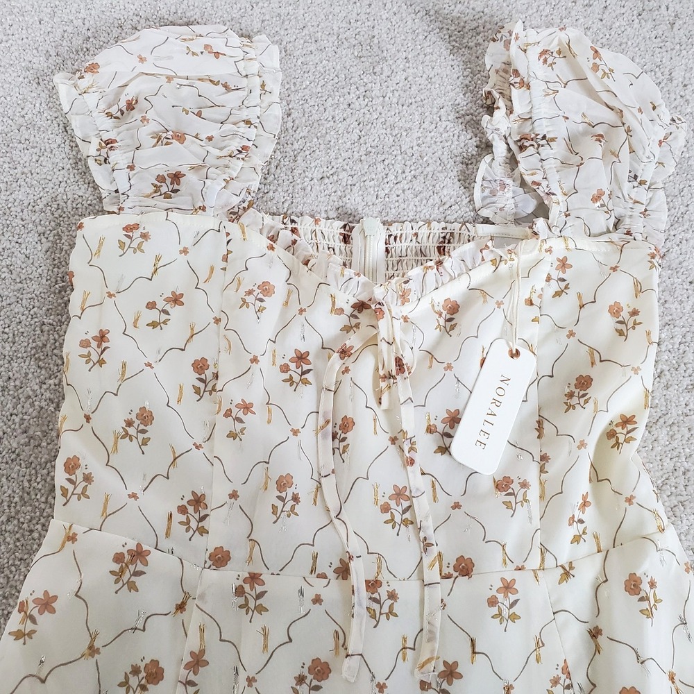 Noralee Women's Nancy Dress Size XS Floral With Metallic Thread Romantic NWTG - Picture 4 of 16